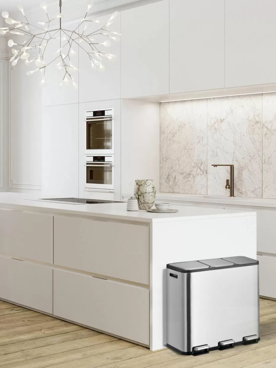 Küchenmülleimer-Westwing Abfalleimer EcoCasa mit Pedal-Funktion, 3 x 15 L