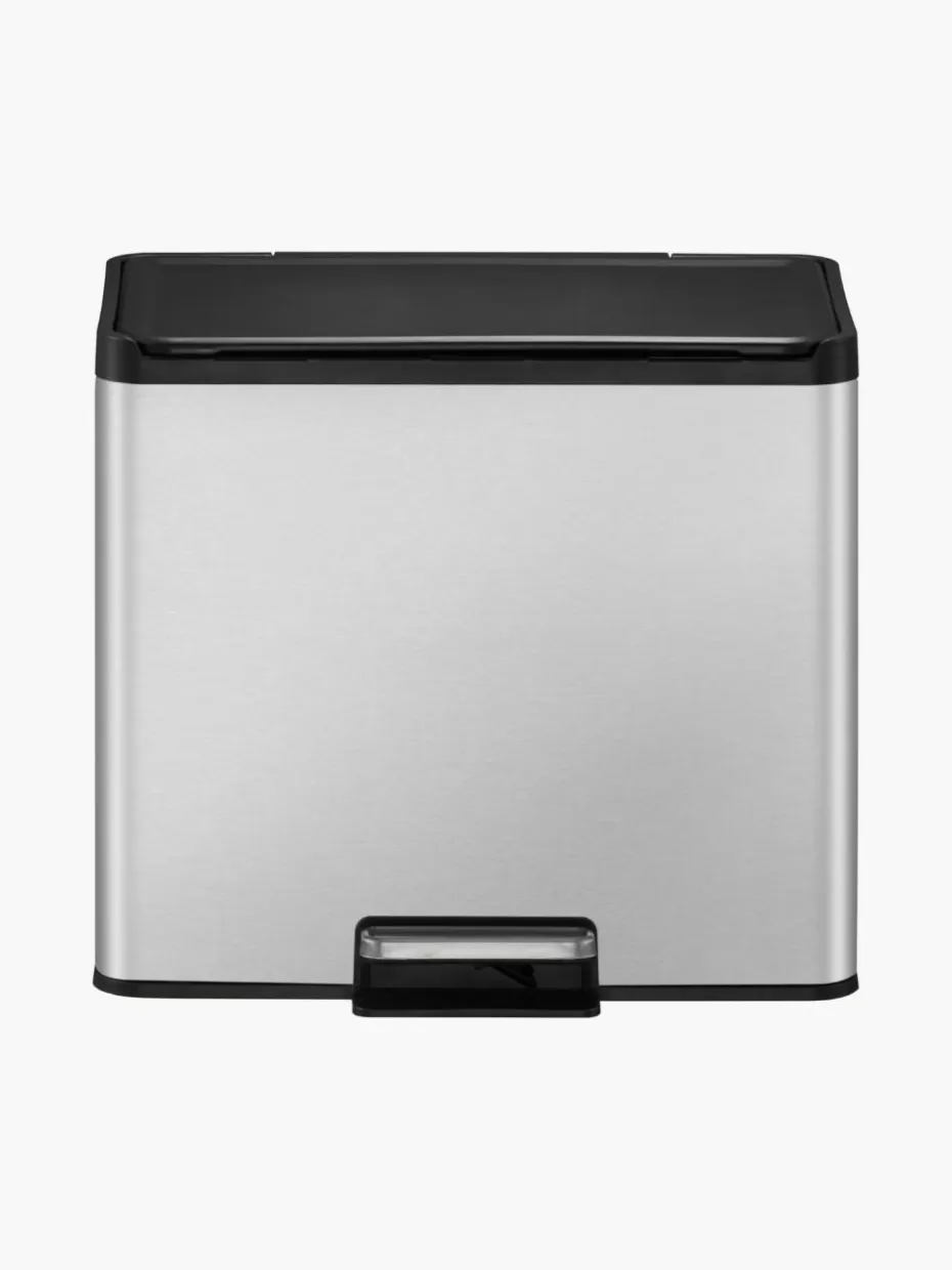 Küchenmülleimer-Westwing Abfalleimer Essential mit Pedal-Funktion, 20 L + 9 L Silberfarben, matt