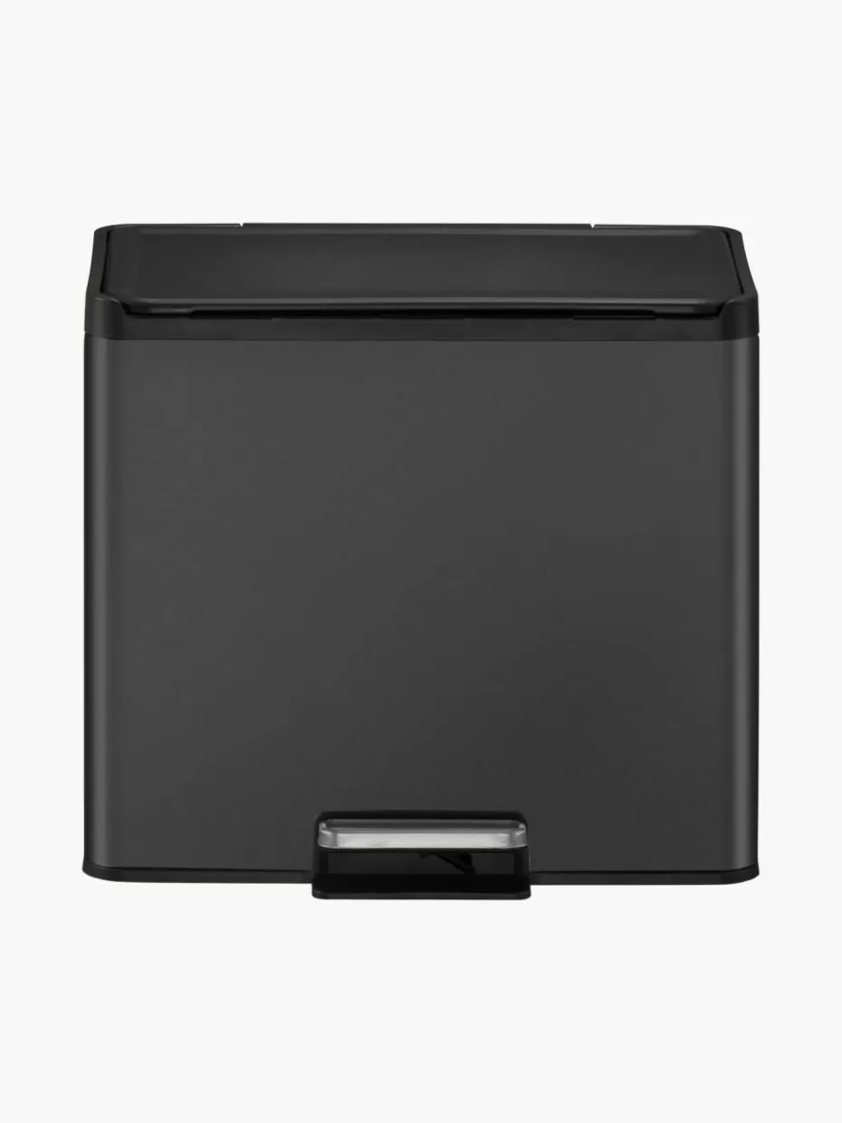 Küchenmülleimer-Westwing Abfalleimer Essential mit Pedal-Funktion, 20 L + 9 L Schwarz, matt