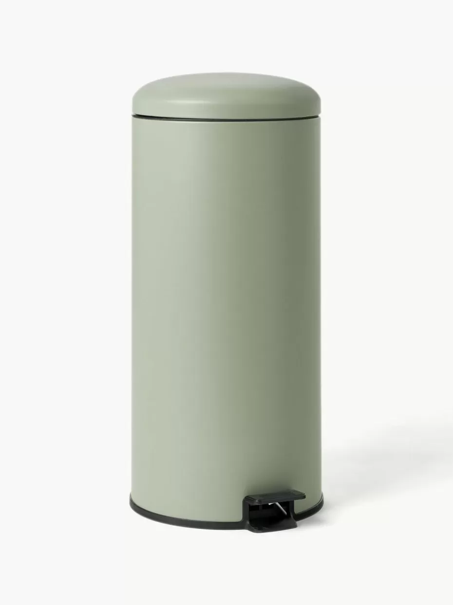 Küchenmülleimer-Westwing Collection Abfalleimer Rafa mit Pedalfunktion, 30 L Salbeigrün, Schwarz