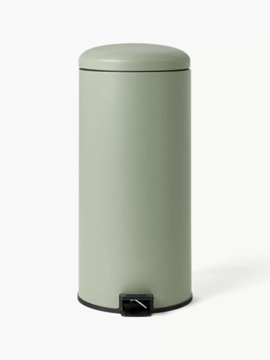 Küchenmülleimer-Westwing Collection Abfalleimer Rafa mit Pedalfunktion, 30 L Salbeigrün, Schwarz