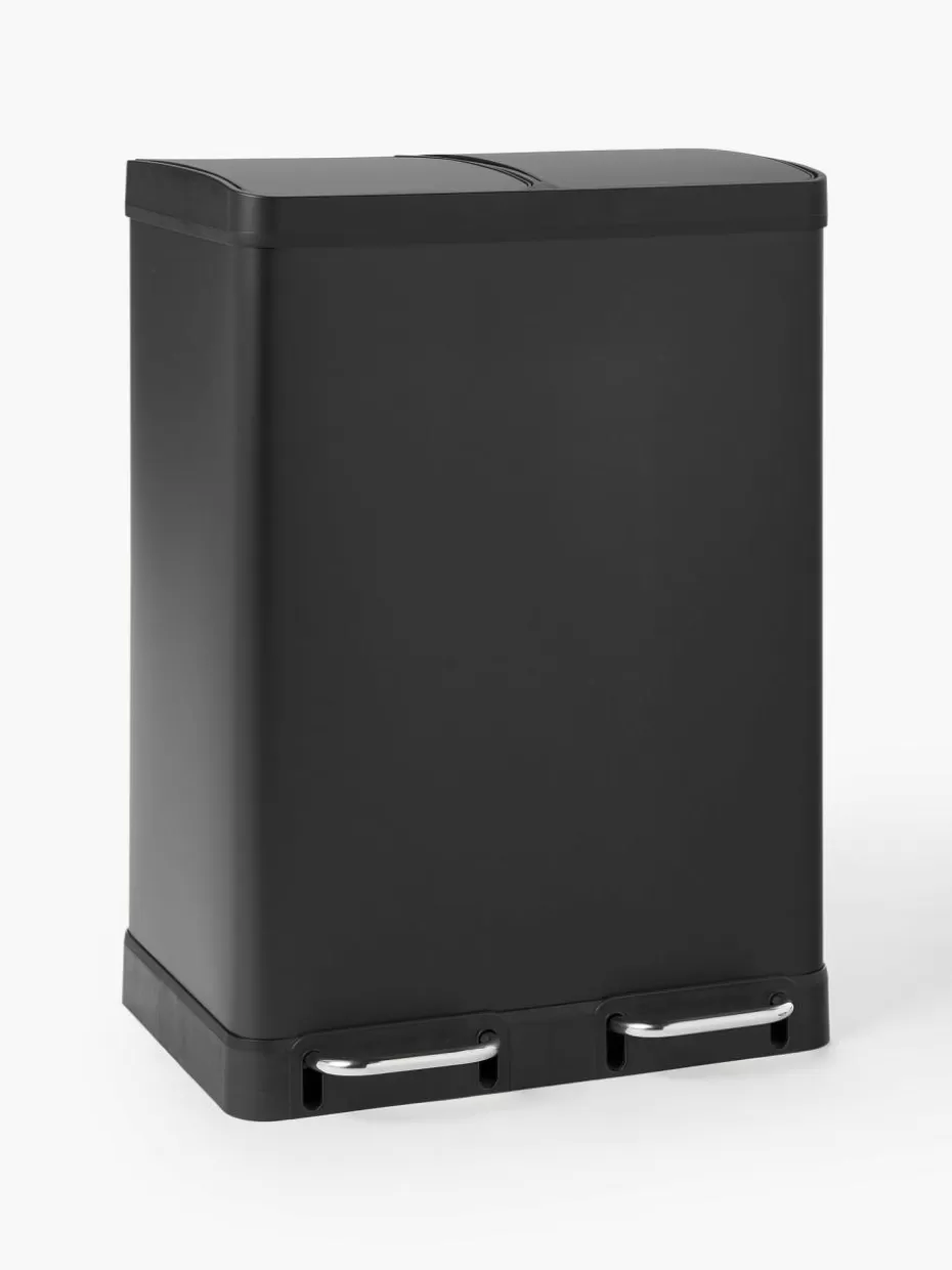 Küchenmülleimer-Westwing Collection Abfalleimer Rafa mit Pedalfunktion, 2 x 30 L Schwarz
