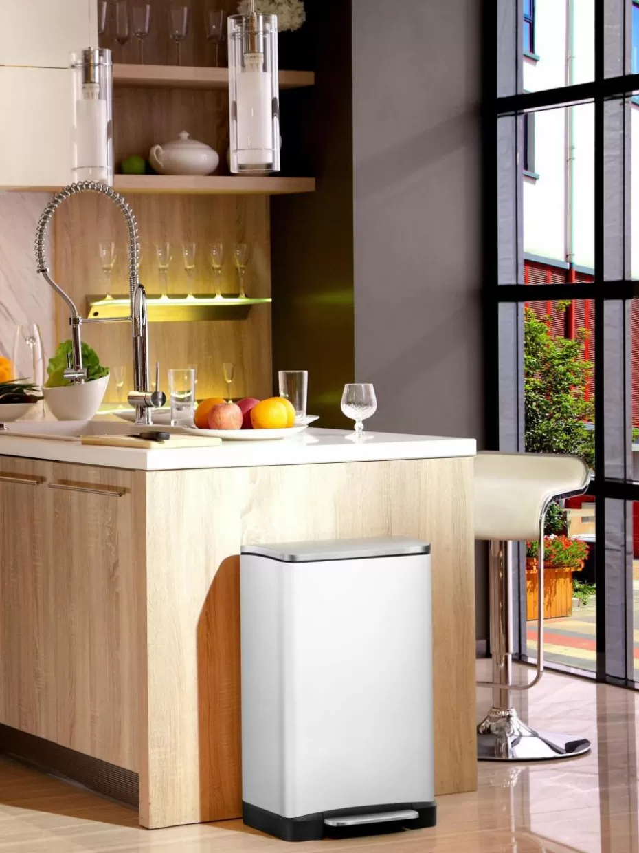 Küchenmülleimer-Westwing Abfalleimer Recycle E-Cube, 28 L + 18 L Weiß, matt