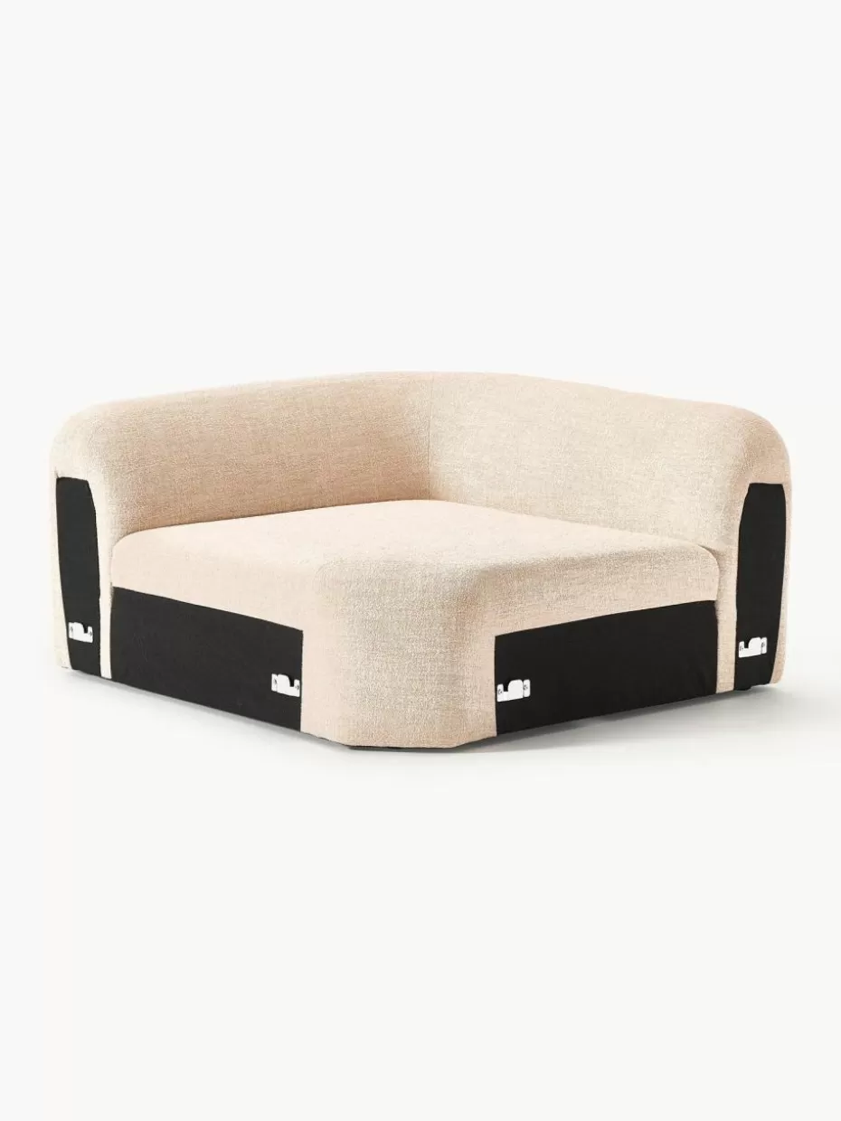 Sofas | Sofaserien-Westwing Collection Abgerundetes Eckmodul Wolke aus Bouclé Bouclé Peach