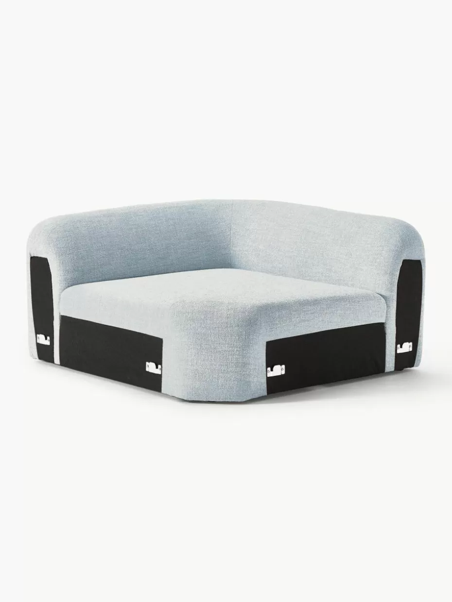 Sofas | Sofaserien-Westwing Collection Abgerundetes Eckmodul Wolke aus Bouclé Bouclé Hellblau