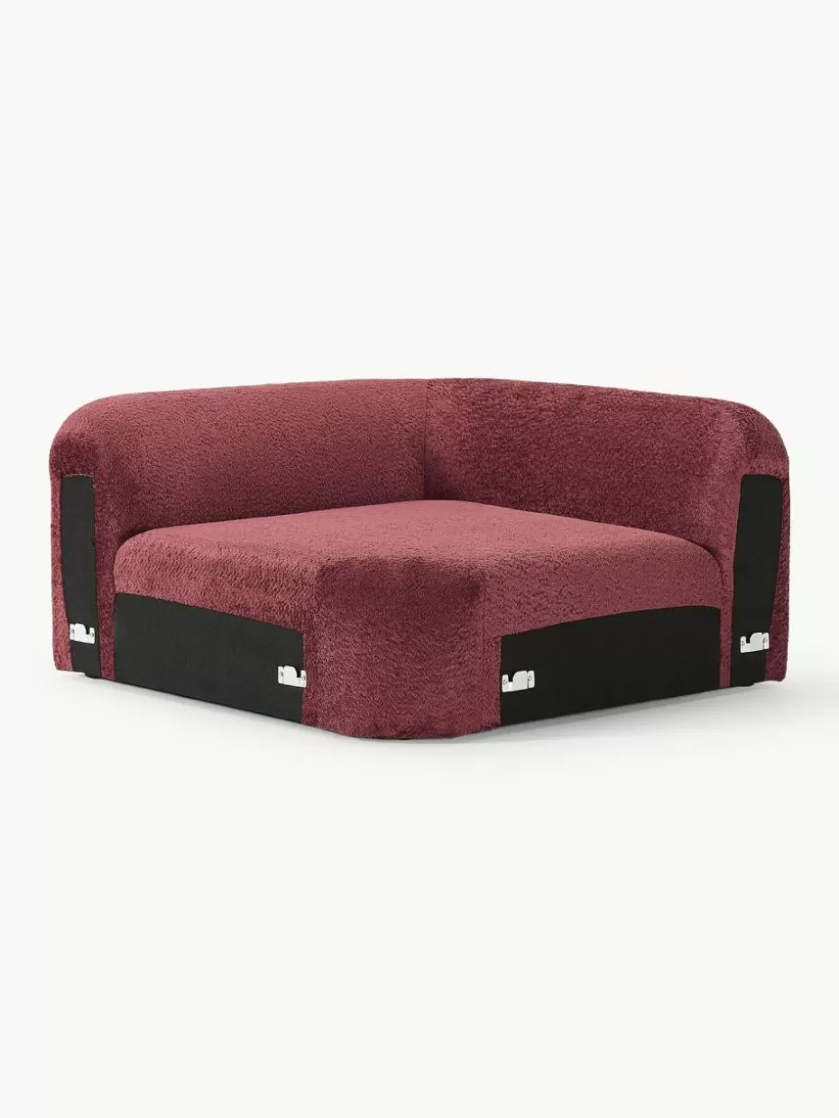 Sofas | Sofaserien-Westwing Collection Abgerundetes Eckmodul Wolke aus Teddy-Bouclé Teddy-Bouclé Weinrot