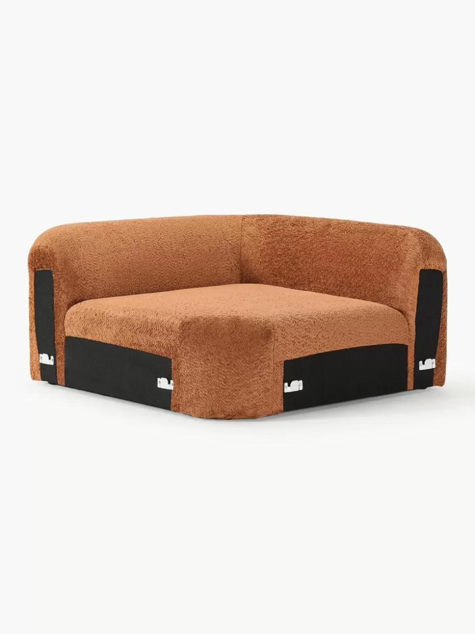 Sofas | Sofaserien-Westwing Collection Abgerundetes Eckmodul Wolke aus Teddy-Bouclé Teddy-Bouclé Terrakotta