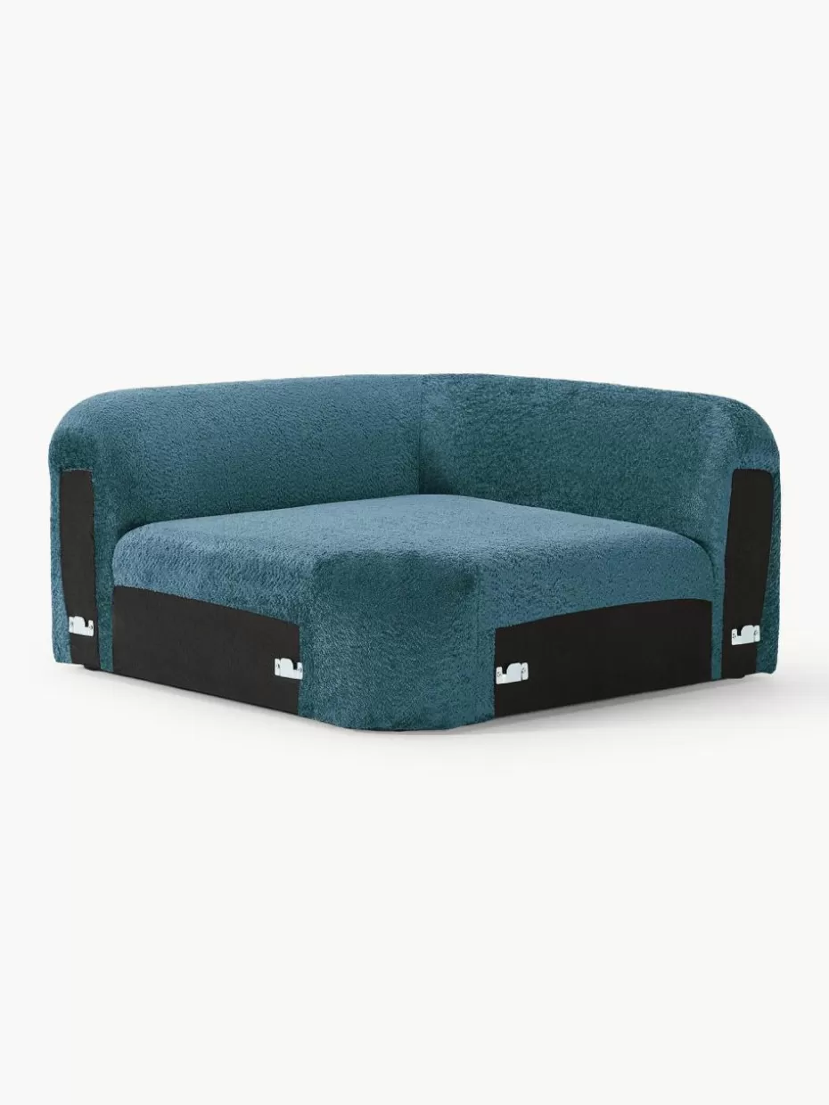 Sofas | Sofaserien-Westwing Collection Abgerundetes Eckmodul Wolke aus Teddy-Bouclé Teddy-Bouclé Petrol