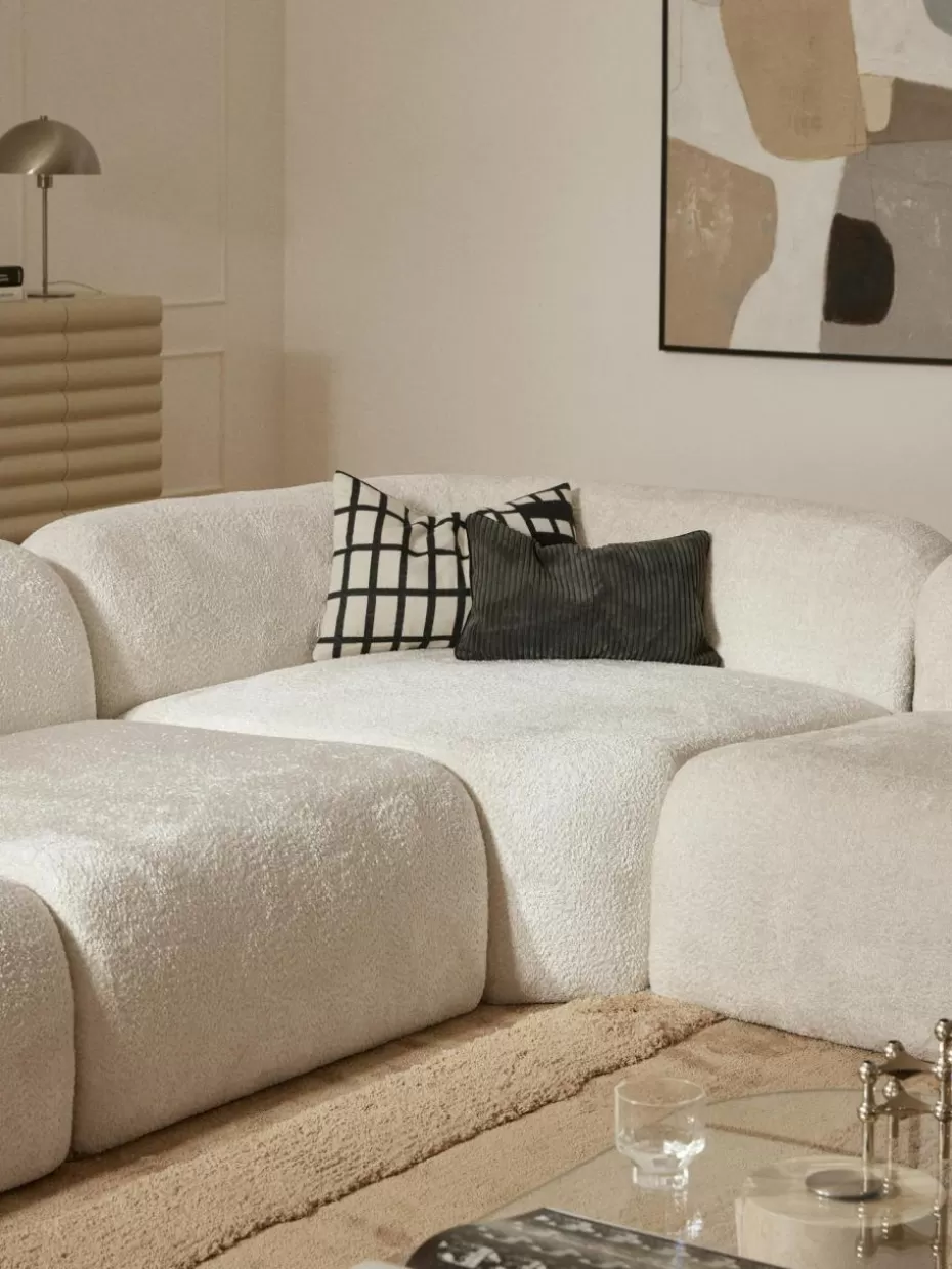 Sofas | Sofaserien-Westwing Collection Abgerundetes Eckmodul Wolke aus Teddy-Bouclé Teddy-Bouclé Off White