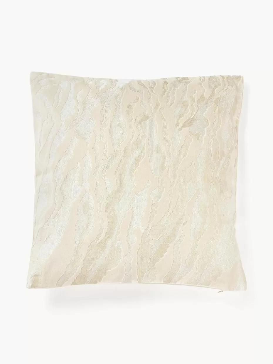 Dekokissen-Westwing Collection Abstrakte Samt-Kissenhülle Phoenix Off White