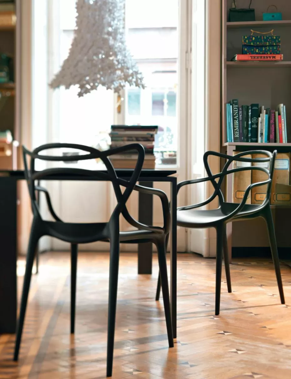 Stühle-Kartell Armlehnstühle Masters, 2 Stück Schwarz