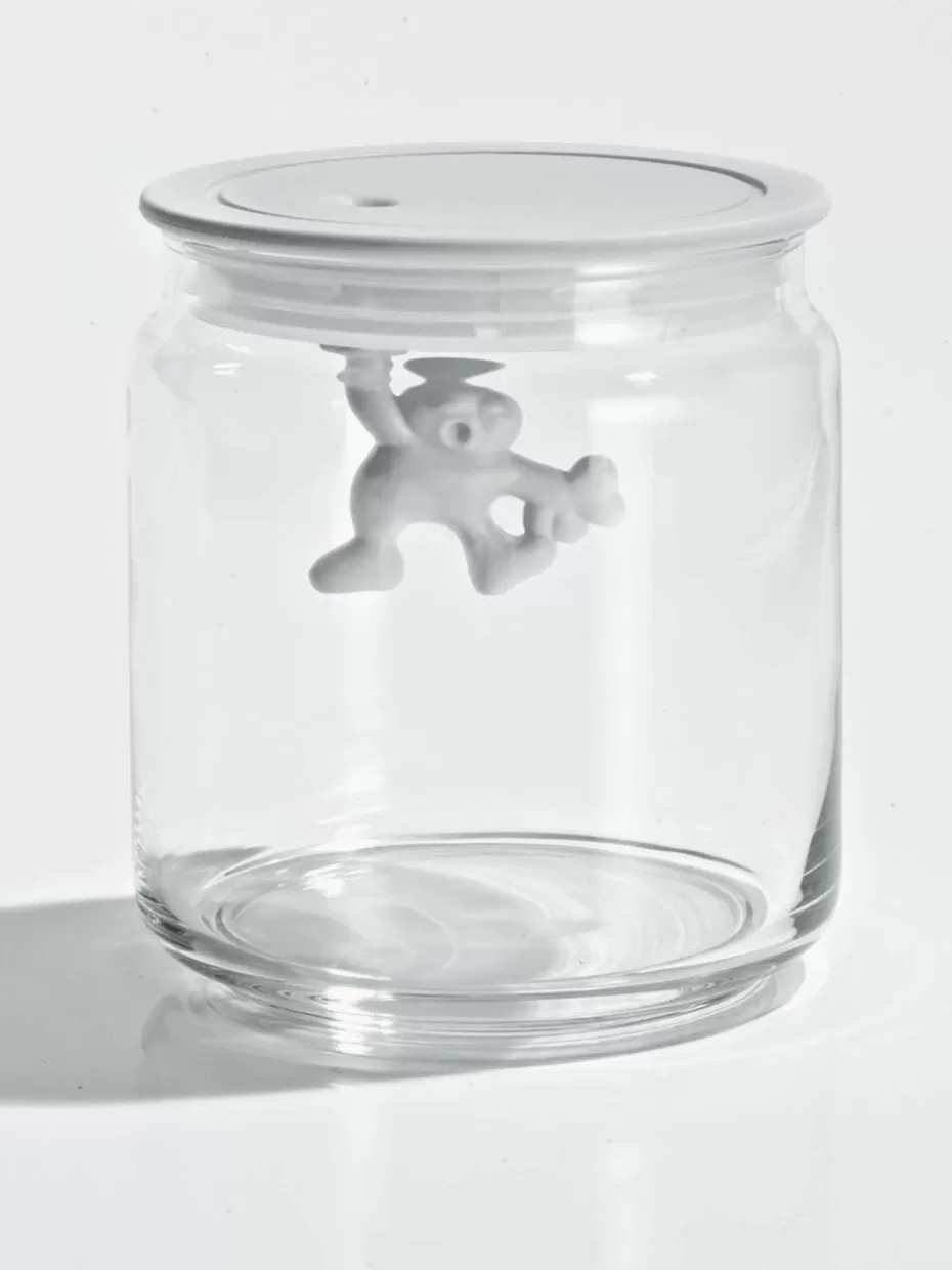 Küchenaufbewahrung-Alessi Aufbewahrungsdose Gianni, H 12 cm Weiß, Transparent