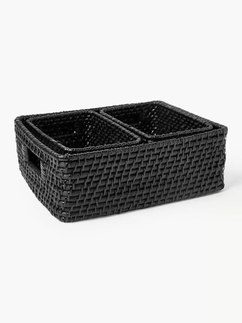 Boxen-Westwing Collection Aufbewahrungskörbe Lurdes, 3er-Set Schwarz