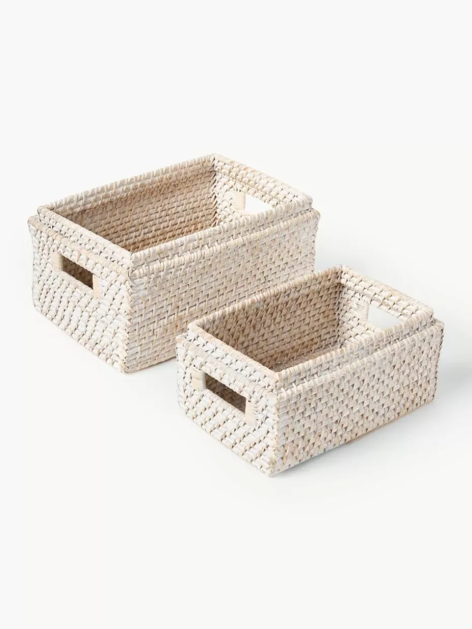Boxen-Westwing Collection Aufbewahrungskörbe Lurdes mit Deckel, 2er-Set Hellbeige