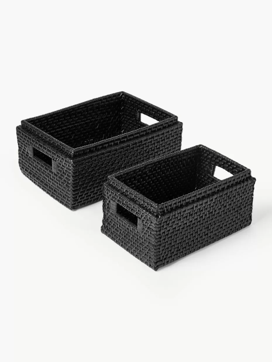 Boxen-Westwing Collection Aufbewahrungskörbe Lurdes mit Deckel, 2er-Set Schwarz