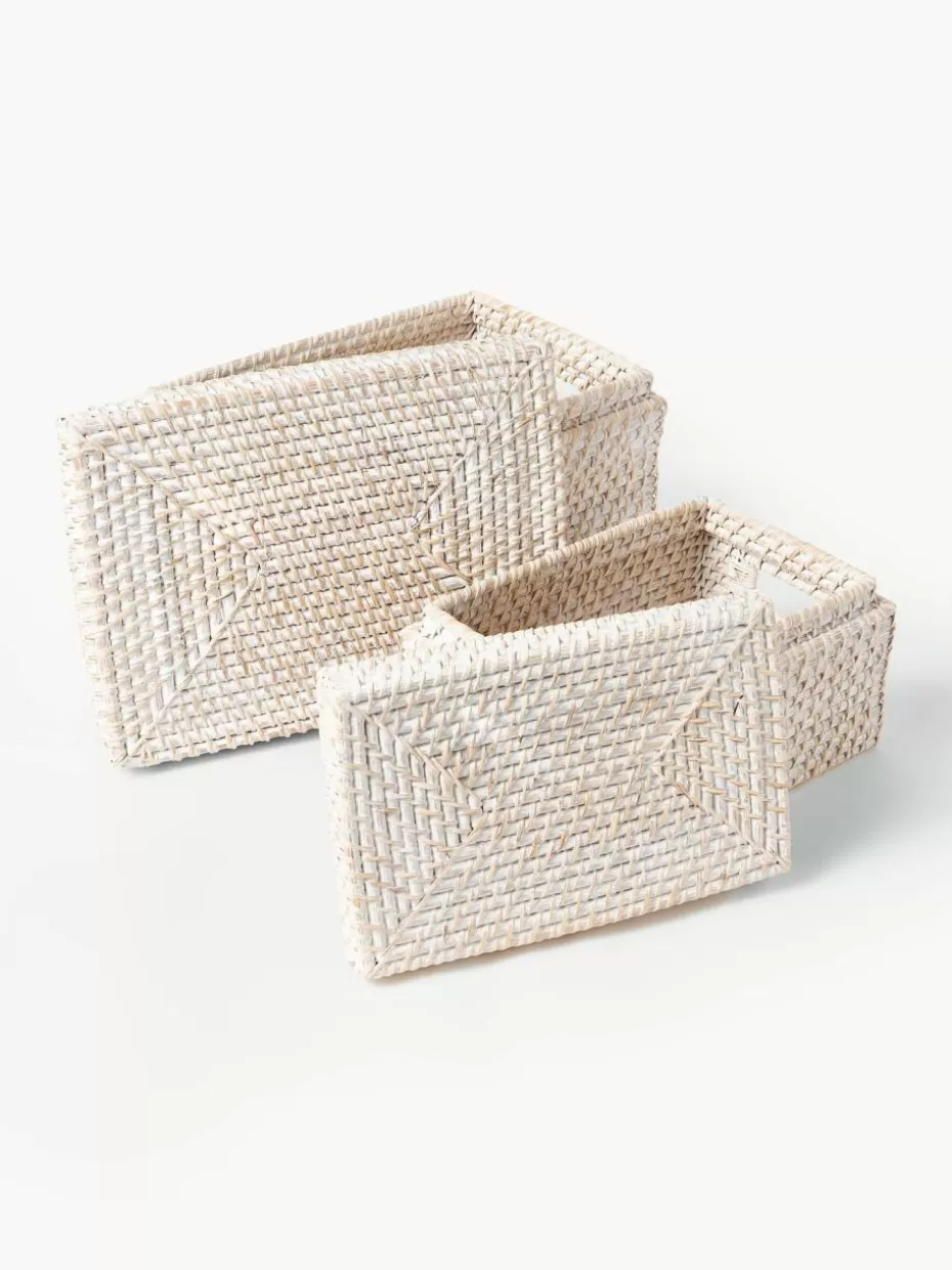 Boxen-Westwing Collection Aufbewahrungskörbe Lurdes mit Deckel, 2er-Set Hellbeige