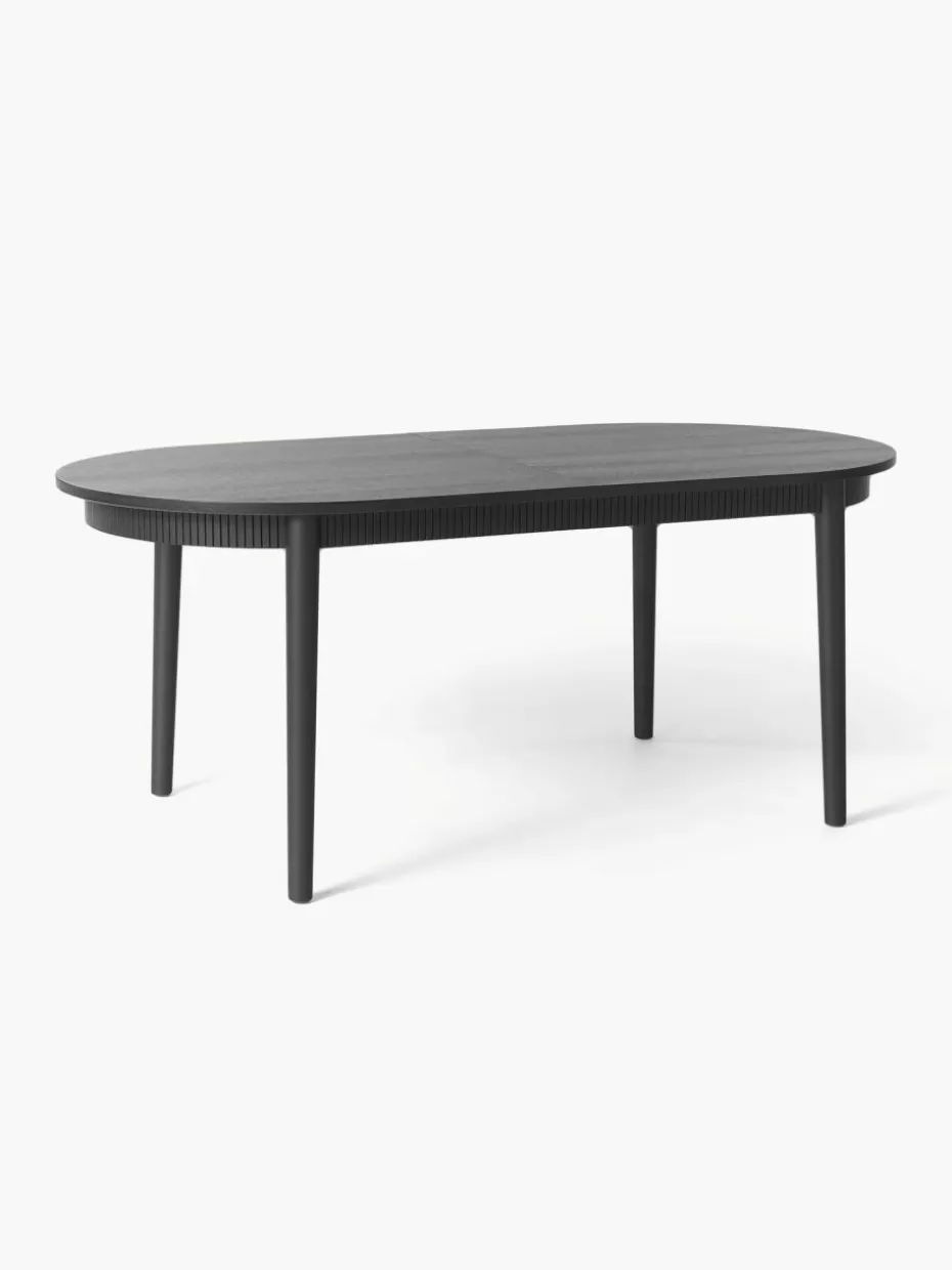Esstische-Westwing Collection Ausziehbarer Esstisch Calary, 180 - 230 x 92 cm Eichenholz, schwarz lackiert