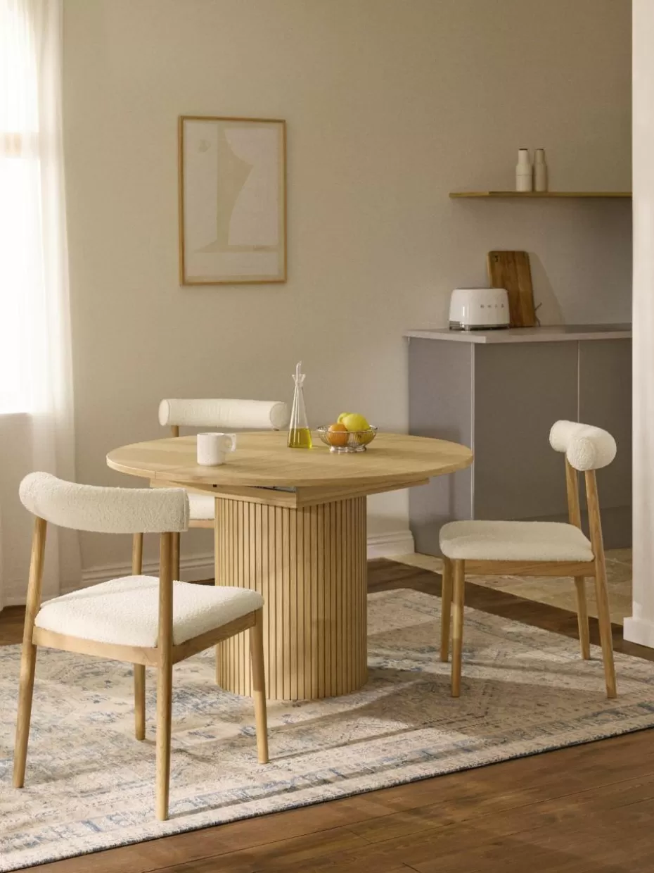 Esstische-Westwing Collection Ausziehbarer Esstisch Filo mit Rillenstruktur, 120 - 160 x 75 cm Eichenholz, lackiert