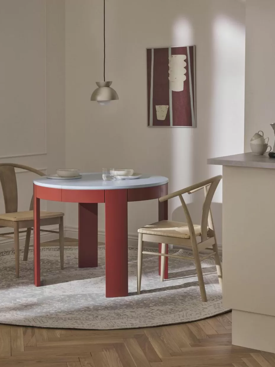 Esstische-Westwing Collection Ausziehbarer Esstisch Samos, 100 - 140 x 75 cm Hellblau, Rot