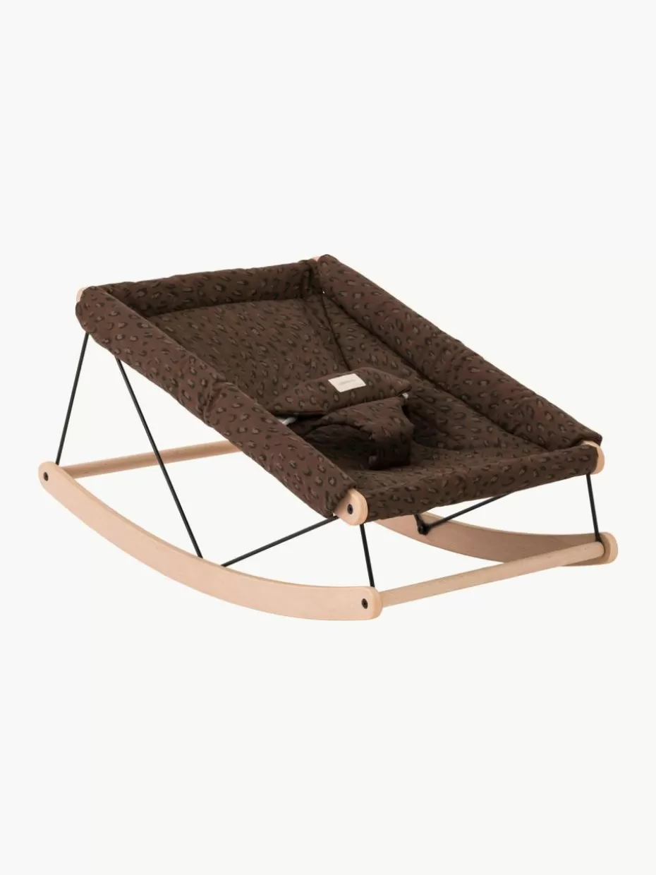 Babynester & Schlafsäcke-Nobodinoz Babywippe Growing Green aus Buchenholz Buchenholz, Dunkelbraun, Panther-Motiv
