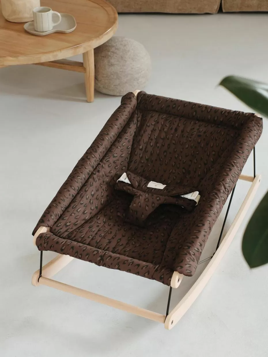 Babynester & Schlafsäcke-Nobodinoz Babywippe Growing Green aus Buchenholz Buchenholz, Dunkelbraun, Panther-Motiv