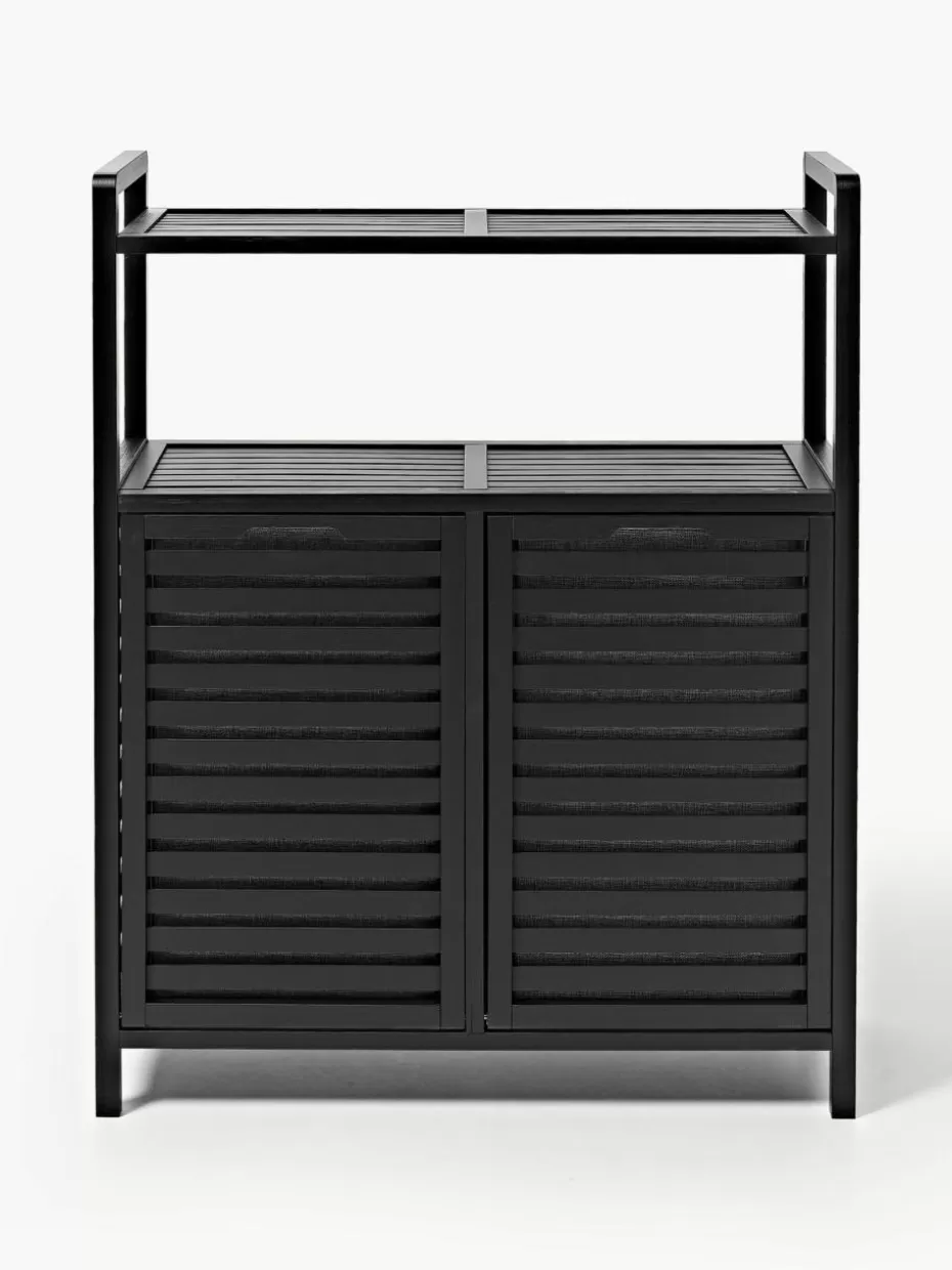 Wäschekörbe-Westwing Collection Badregal Kit aus Bambus mit Wäschekörben Schwarz