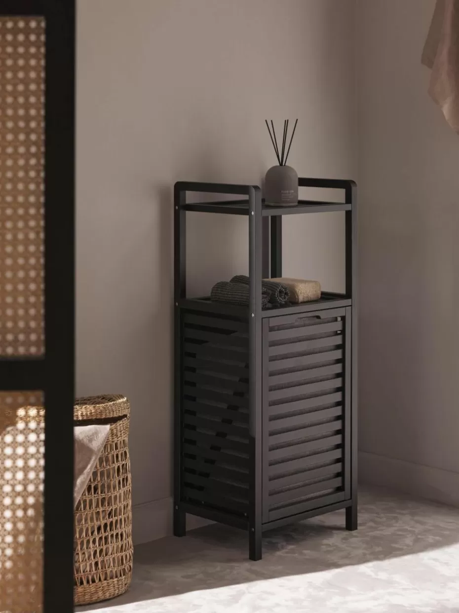 Wäschekörbe-Westwing Collection Badregal Kit mit Wäschekorb Schwarz