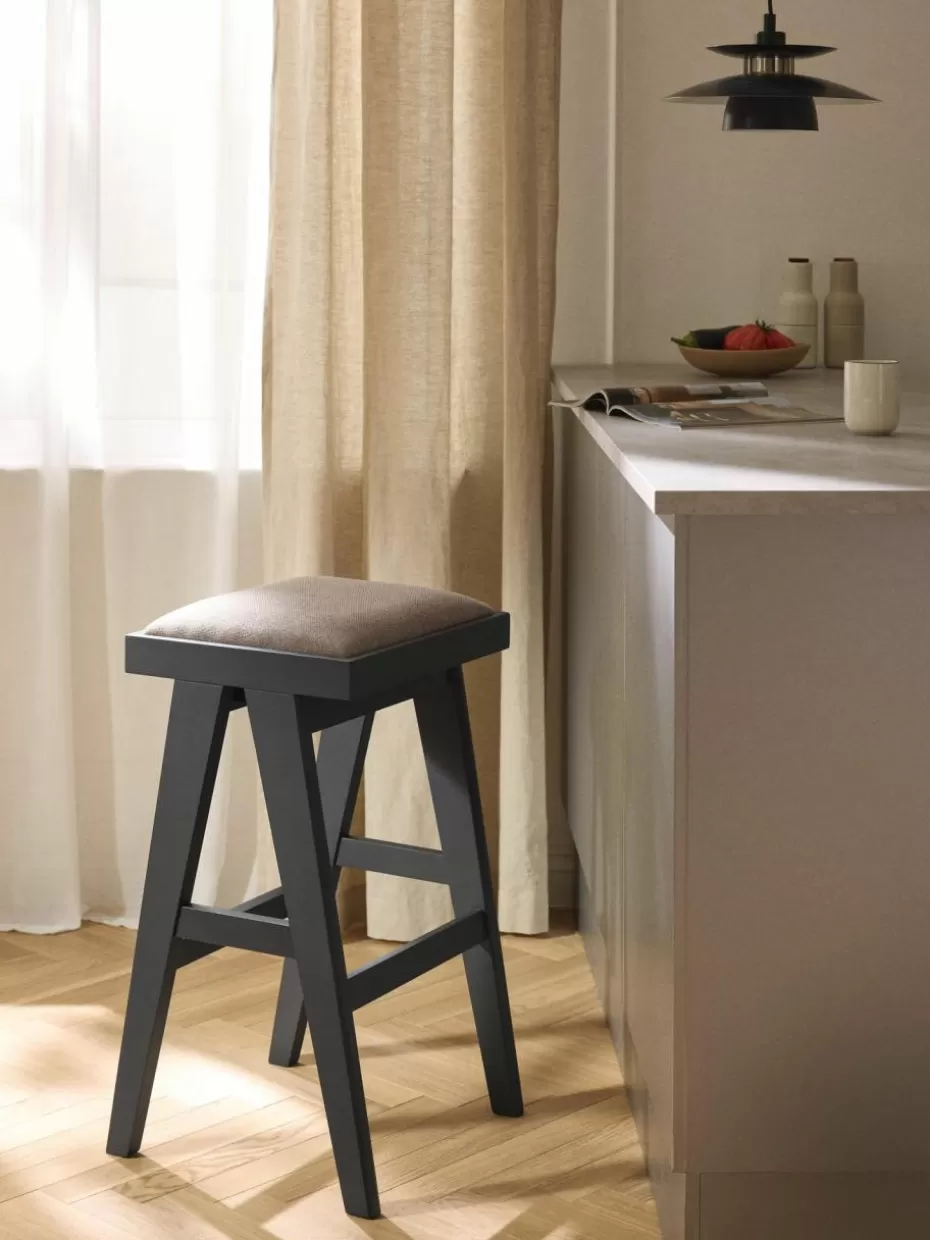 Barhocker-Westwing Collection Barhocker Sissi mit Polsterung Webstoff Greige, Schwarz