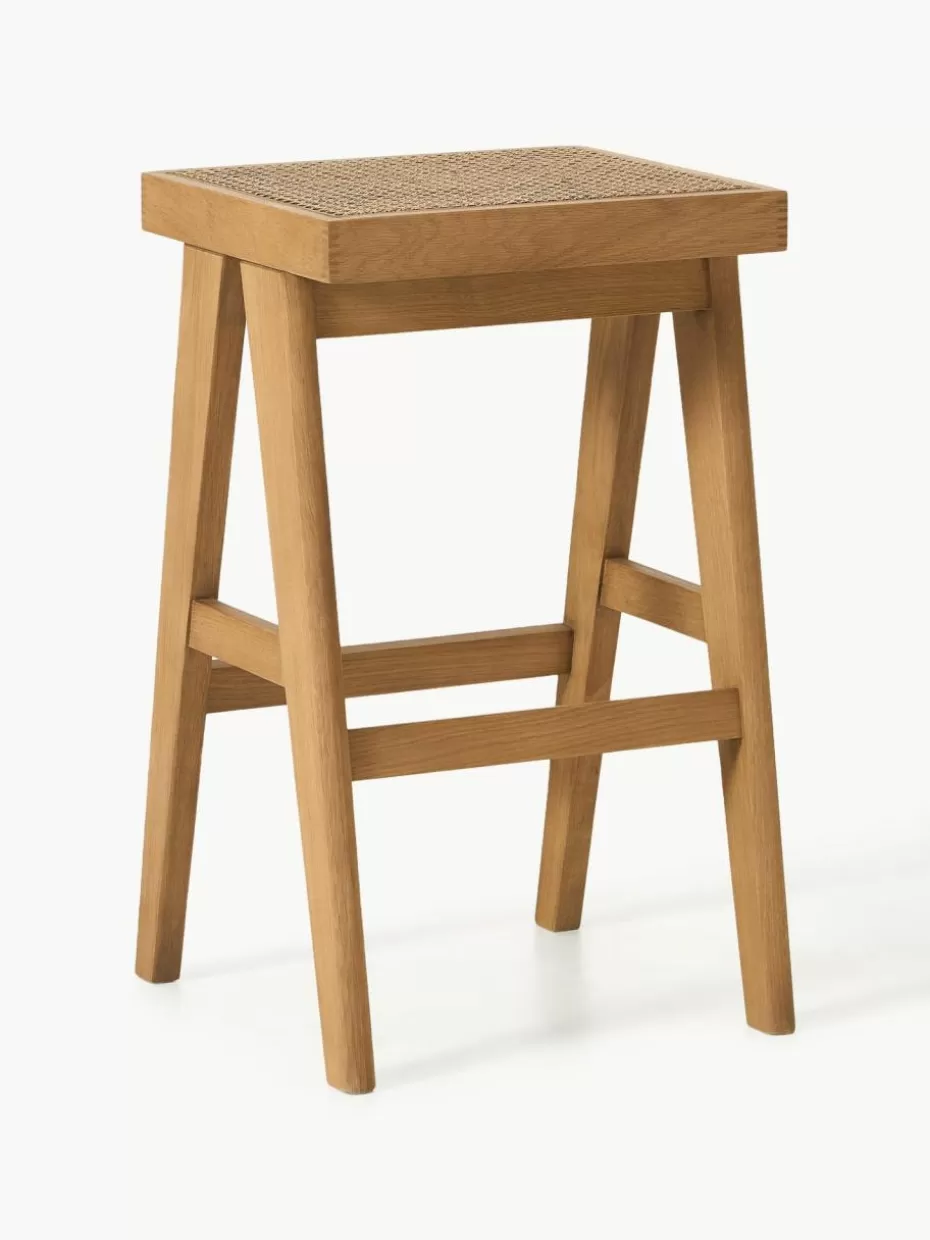 Barhocker-Westwing Collection Barhocker Sissi mit Wiener Geflecht Helles Eichenholz, Hellbeige