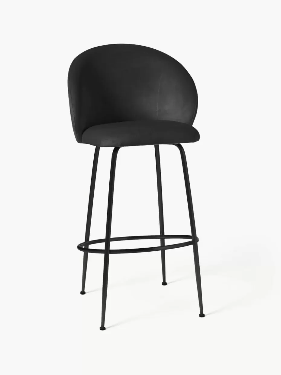 Barhocker-Westwing Collection Barstuhl Luisa Webstoff Schwarz, Schwarz matt