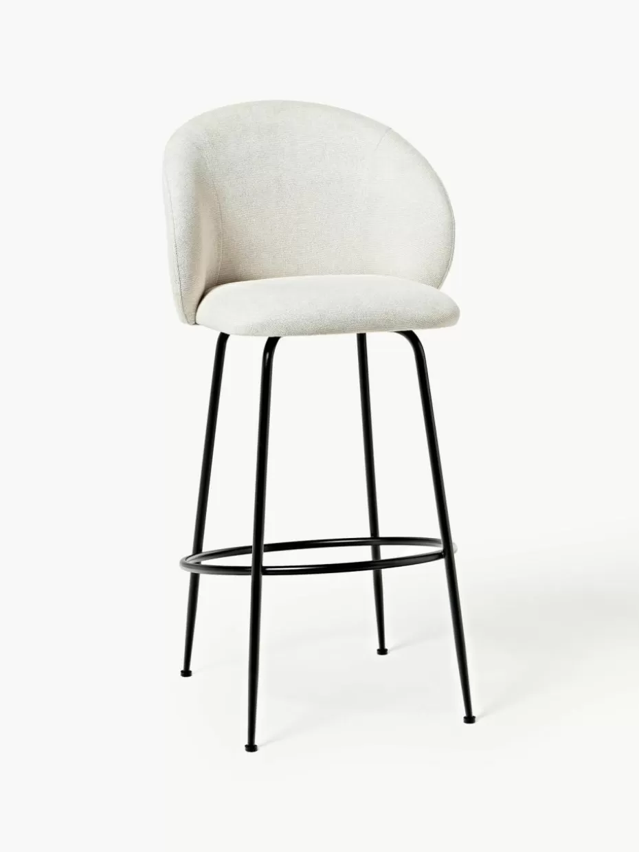 Barhocker-Westwing Collection Barstuhl Luisa Webstoff Off White, Schwarz matt