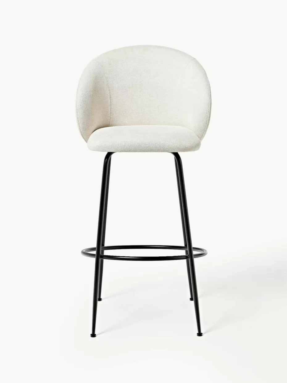 Barhocker-Westwing Collection Barstuhl Luisa Webstoff Off White, Schwarz matt