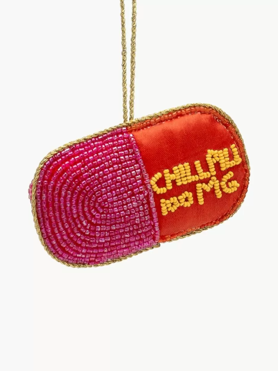 Weihnachtskugeln & Baumanhänger-Anna + Nina Baumanhänger Chill Pill Pink, Rot, Sonnengelb, Goldfarben