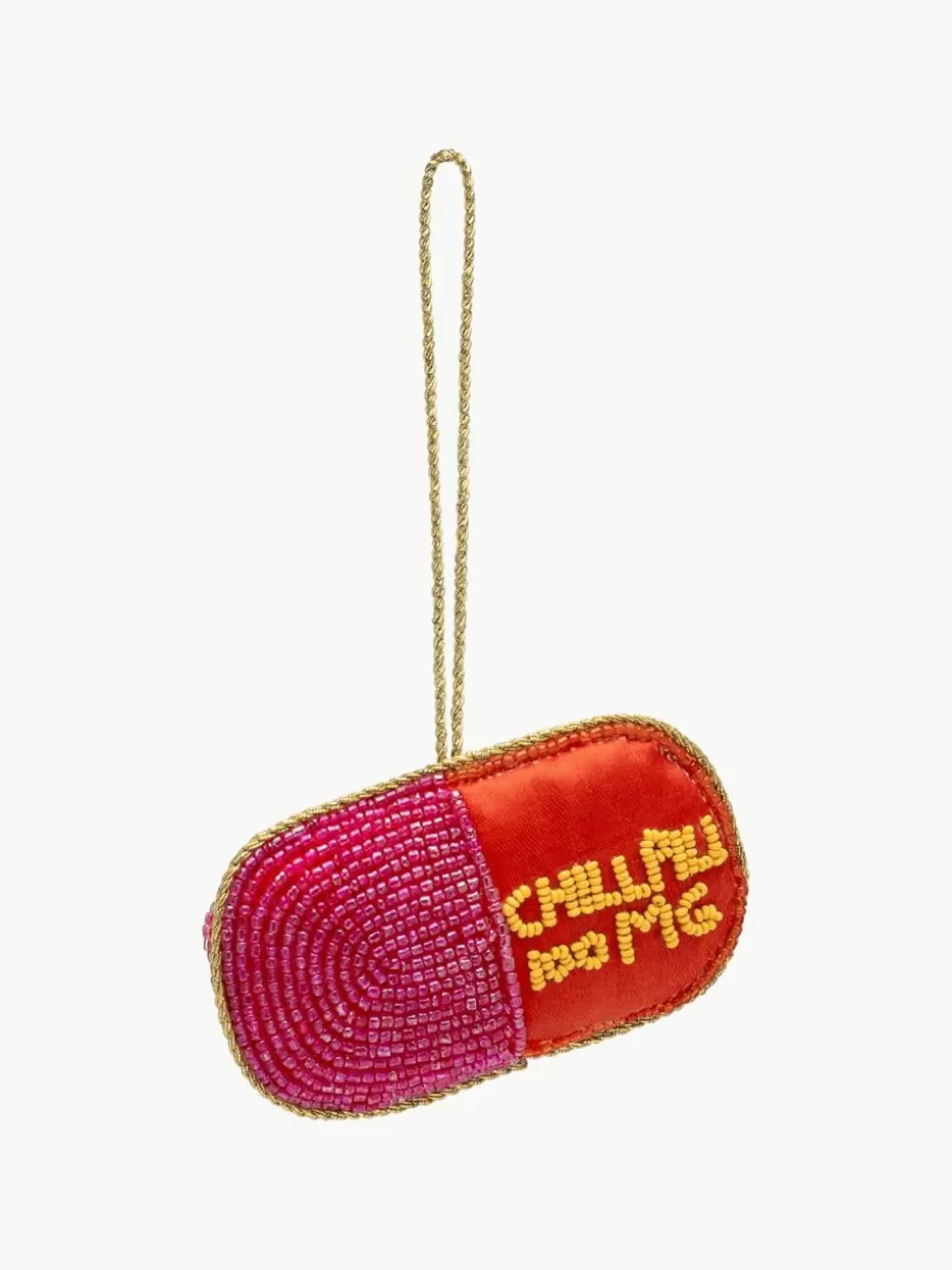 Weihnachtskugeln & Baumanhänger-Anna + Nina Baumanhänger Chill Pill Pink, Rot, Sonnengelb, Goldfarben