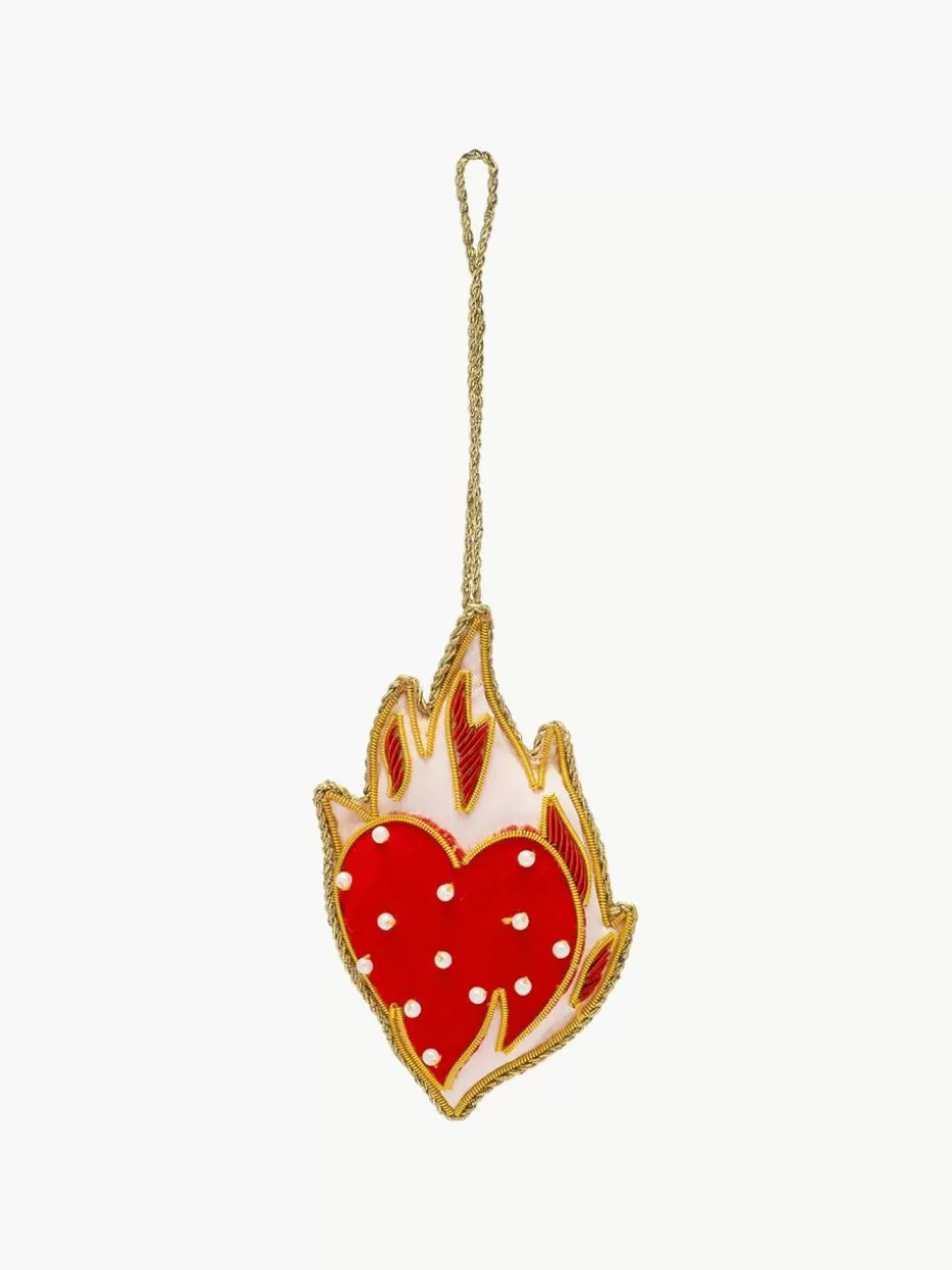 Weihnachtskugeln & Baumanhänger-Anna + Nina Baumanhänger Sacred Heart aus Samt
