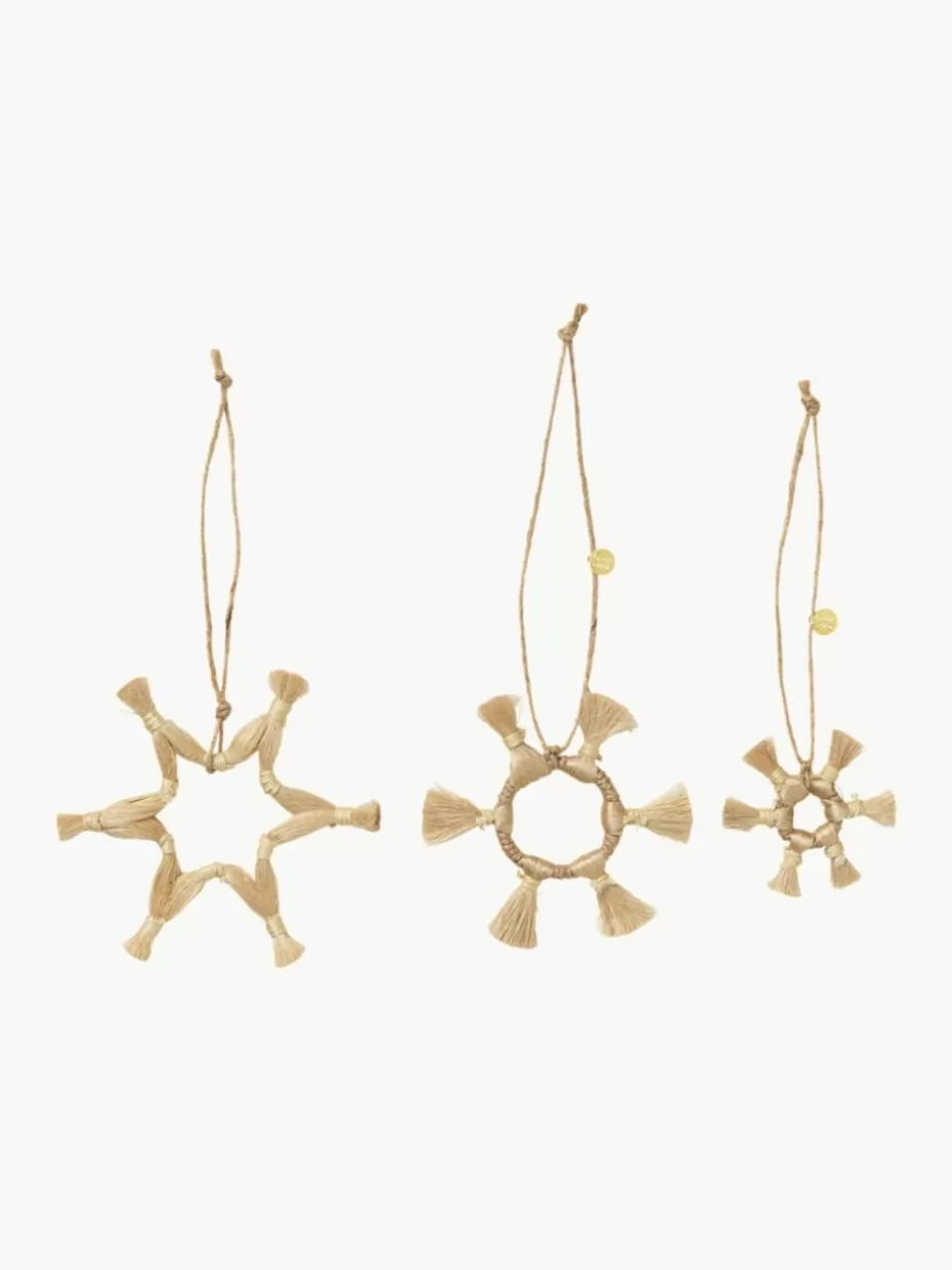 Weihnachtskugeln & Baumanhänger | Nordic Celebrations-ferm LIVING Baumanhänger Stars aus Jute, 3er-Set