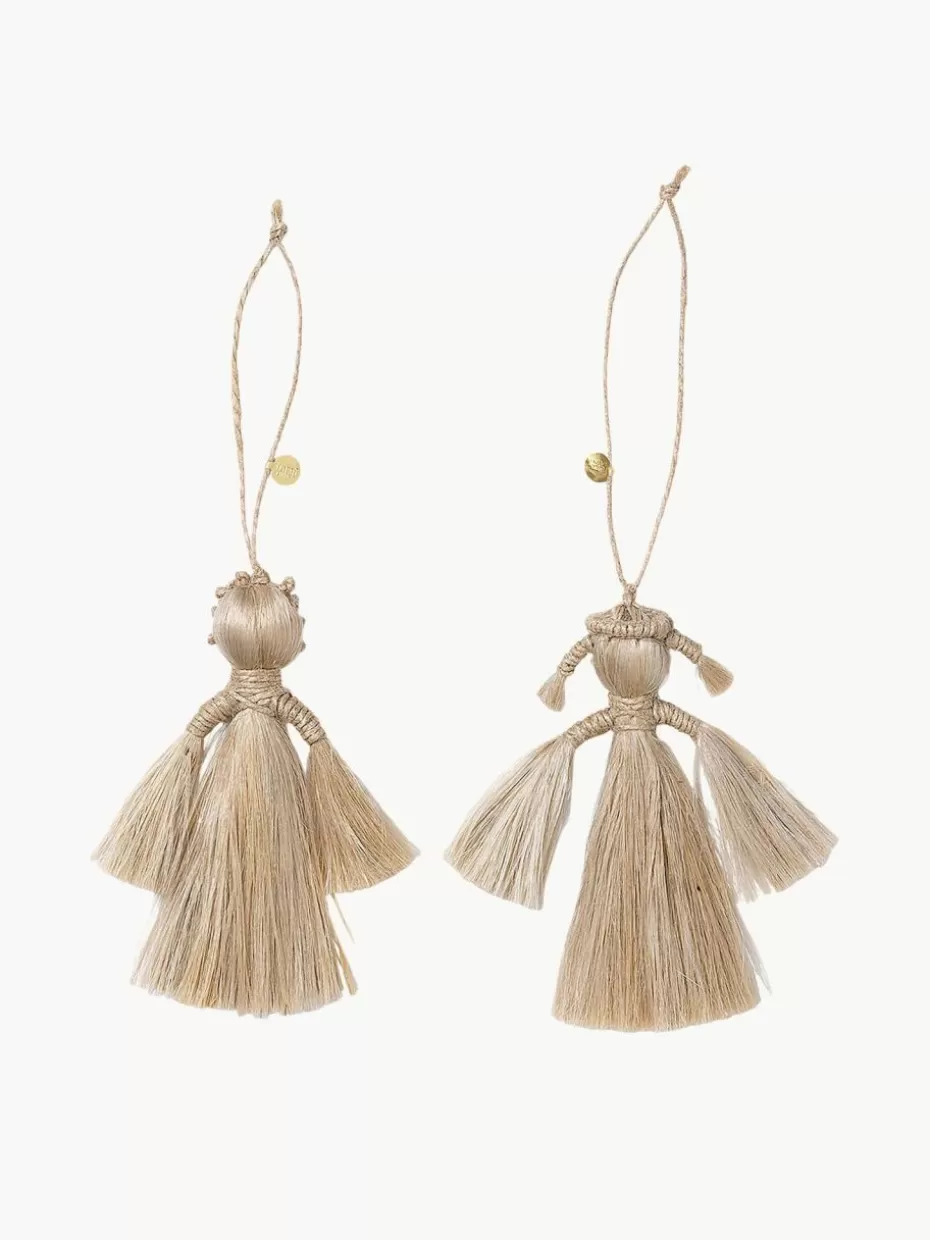 Weihnachtskugeln & Baumanhänger | Nordic Celebrations-ferm LIVING Baumanhänger Wing aus Jute, 2er-Set