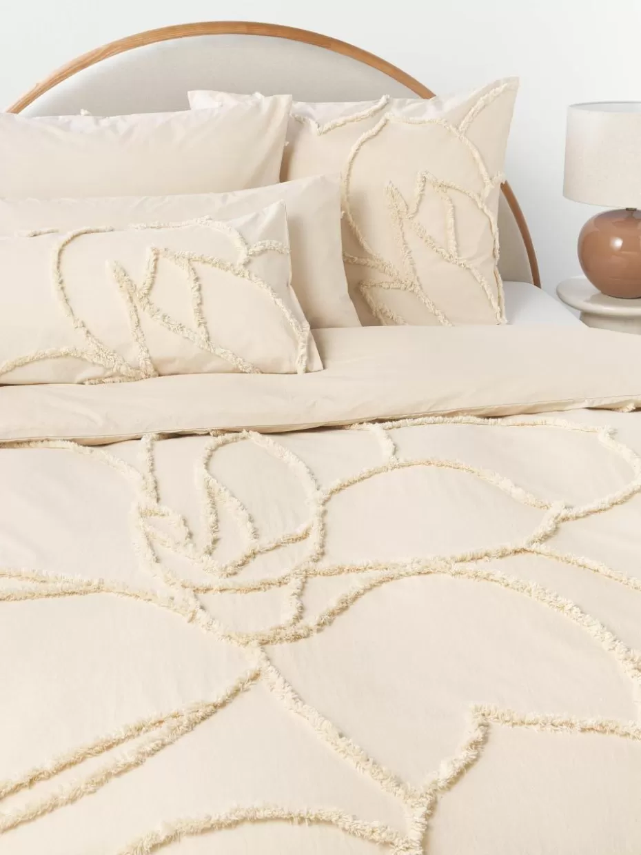 Bettwäsche-Westwing Collection Baumwollperkal-Bettdeckenbezug Madeline mit getufteter Verzierung Hellbeige