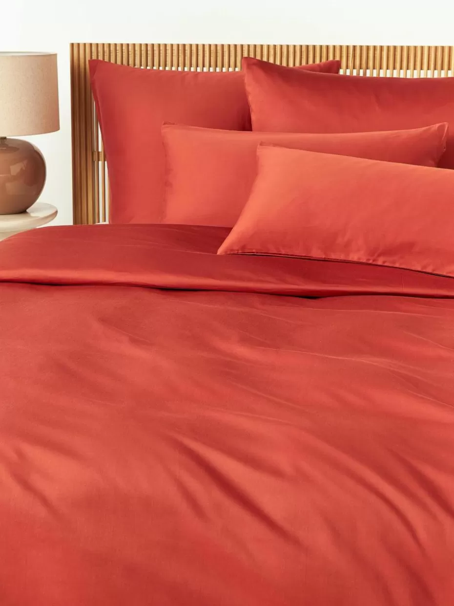Bettwäsche-Westwing Collection Baumwollsatin-Bettdeckenbezug Comfort Rostrot