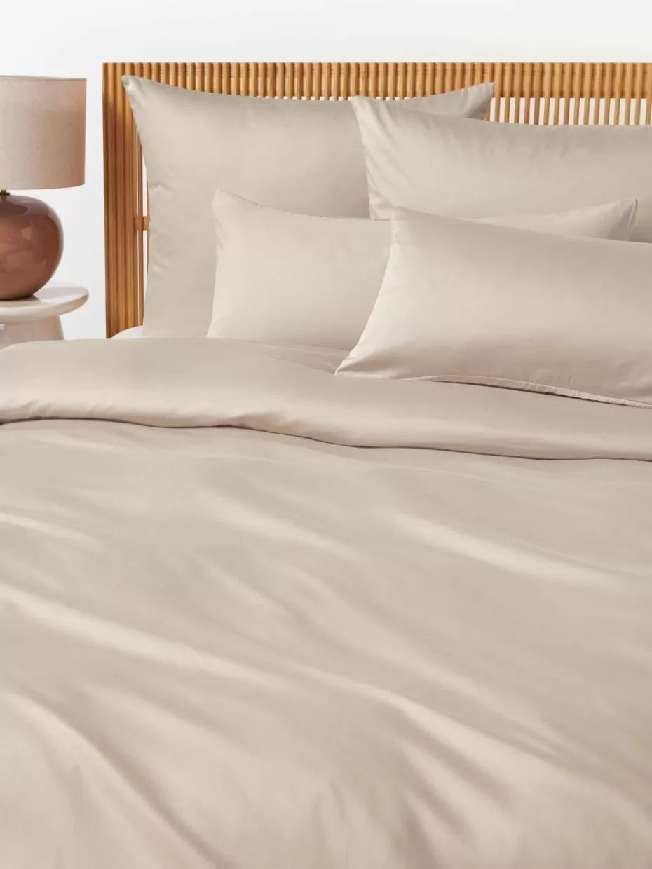 Bettwäsche-Westwing Collection Baumwollsatin-Bettdeckenbezug Comfort Beige