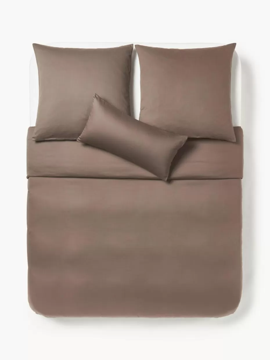 Bettwäsche-Westwing Collection Baumwollsatin-Bettdeckenbezug Comfort Dunkelbraun