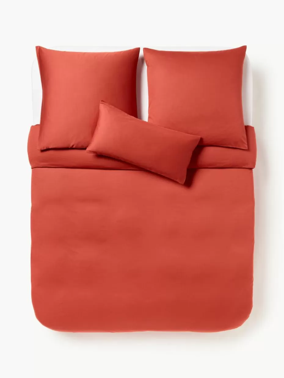 Bettwäsche-Westwing Collection Baumwollsatin-Bettdeckenbezug Comfort Rostrot