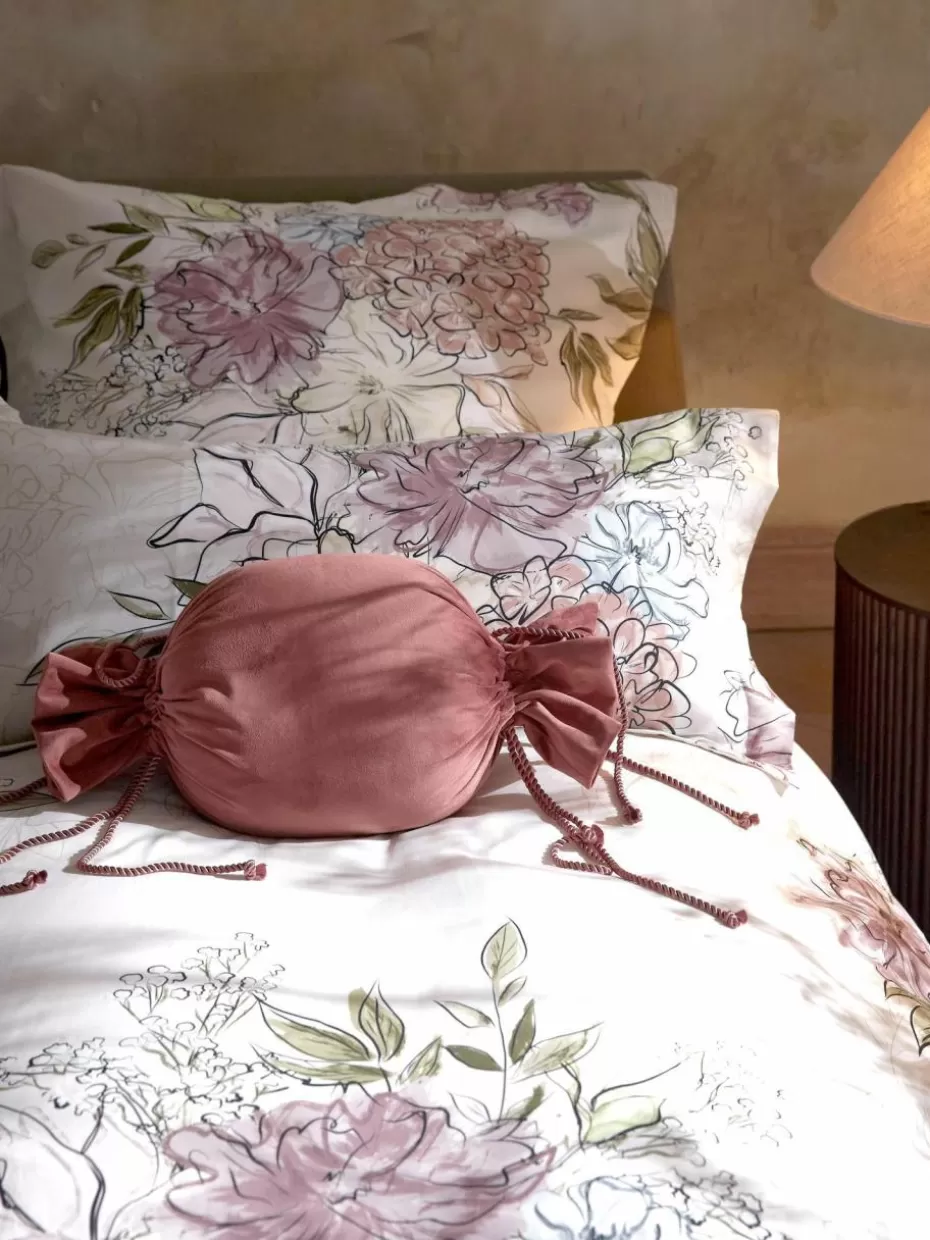 Bettwäsche-Westwing Collection Baumwollsatin-Bettdeckenbezug Margot mit Blumen-Print Off-White, Hellbeige