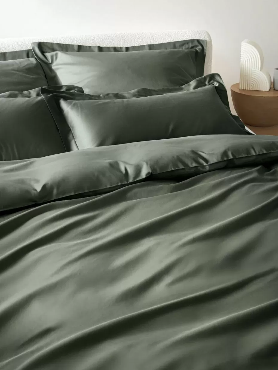 Bettwäsche-Westwing Collection Baumwollsatin-Bettdeckenbezug Premium Dunkelgrün