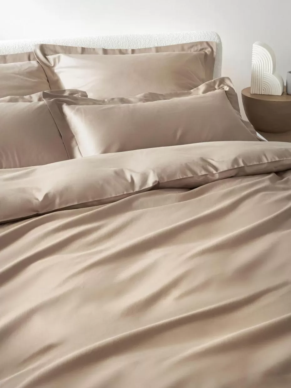 Bettwäsche-Westwing Collection Baumwollsatin-Bettdeckenbezug Premium Beige