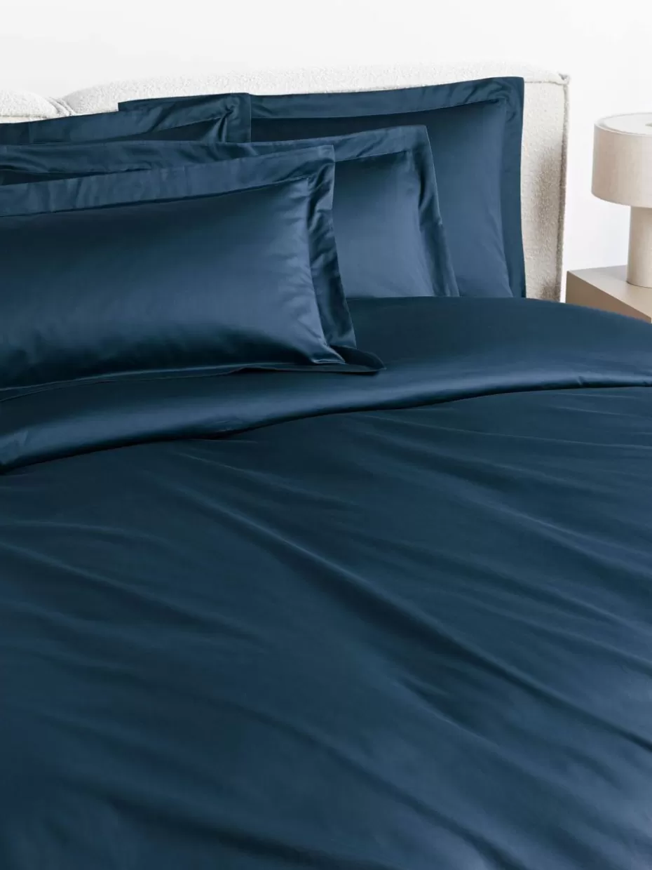 Bettwäsche-Westwing Collection Baumwollsatin-Bettdeckenbezug Premium Dunkelblau