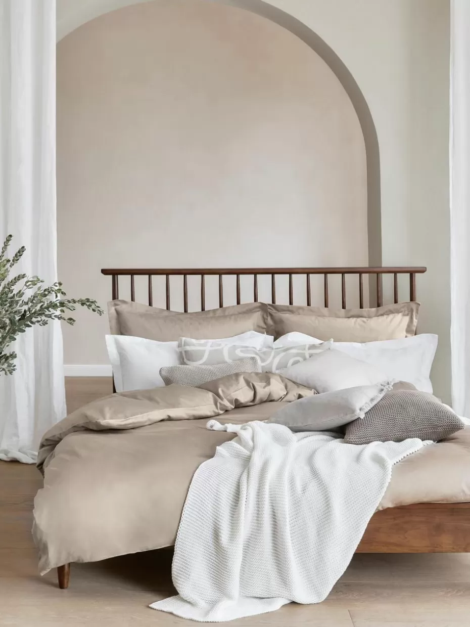 Bettwäsche-Westwing Collection Baumwollsatin-Bettdeckenbezug Premium Beige