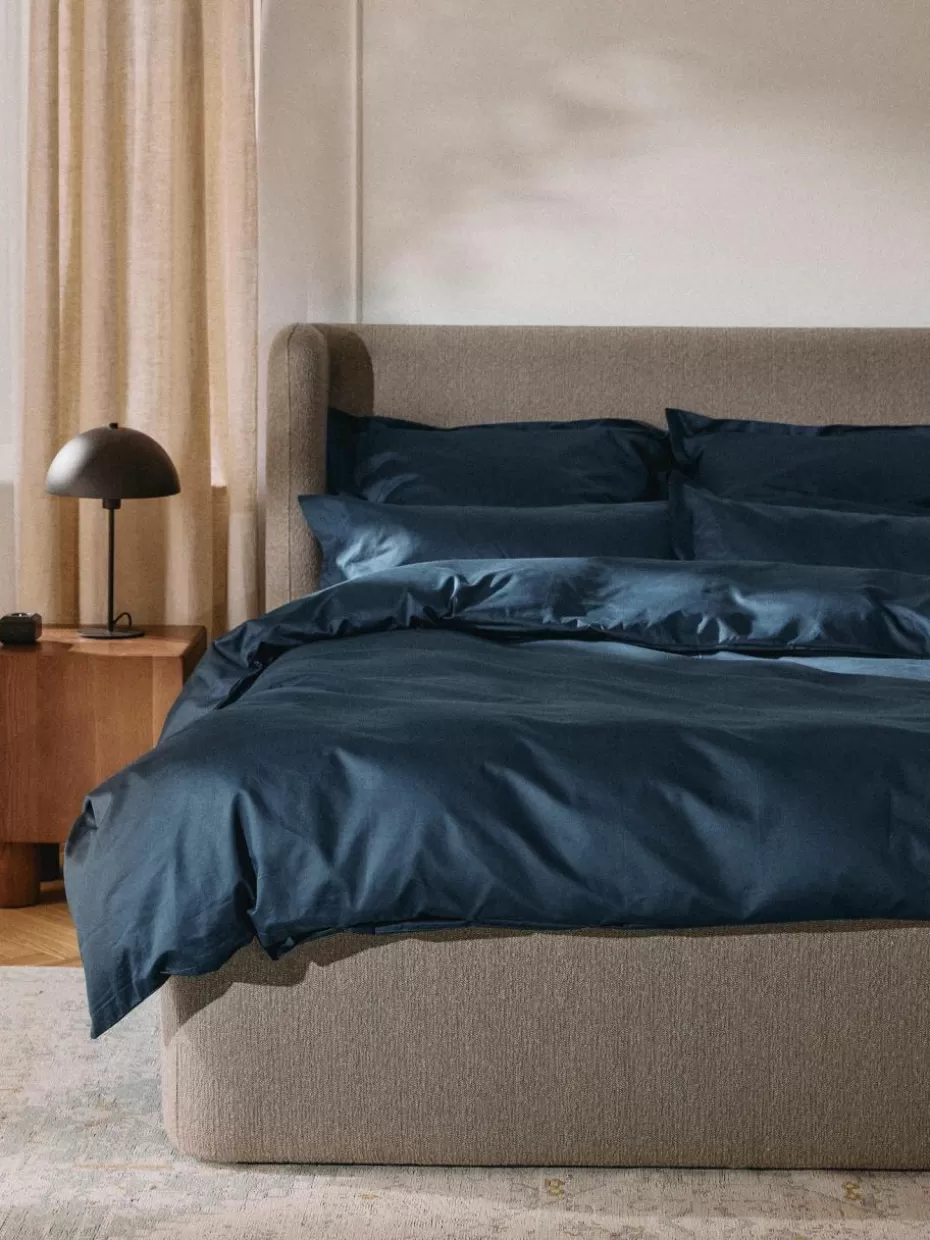 Bettwäsche-Westwing Collection Baumwollsatin-Bettdeckenbezug Premium Dunkelblau