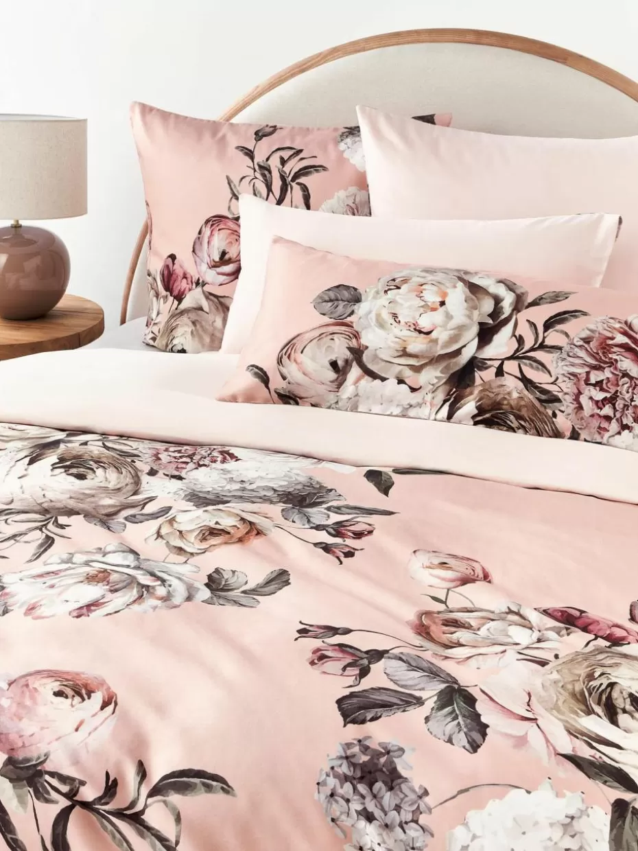 Kopfkissenbezüge-Westwing Collection Baumwollsatin-Kopfkissenbezug Blossom Hellrosa, Bunt
