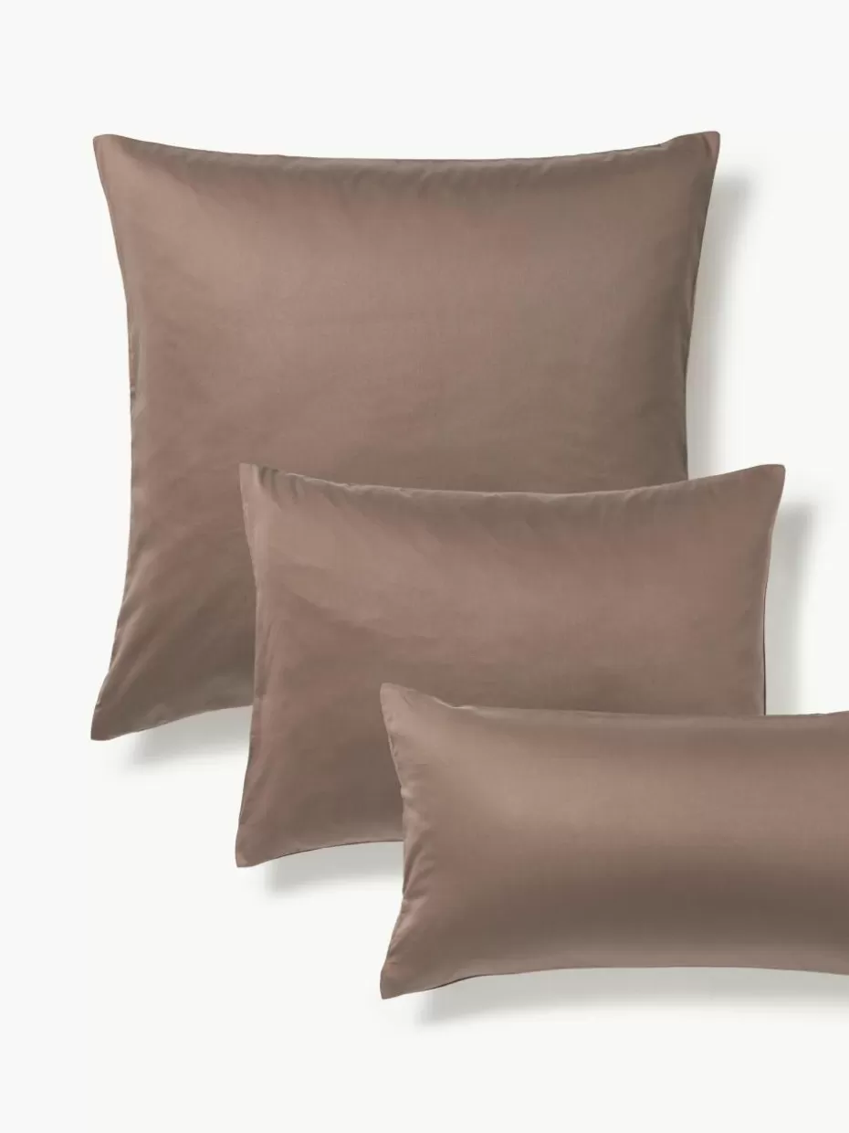 Kopfkissenbezüge-Westwing Collection Baumwollsatin-Kopfkissenbezug Comfort Dunkelbraun